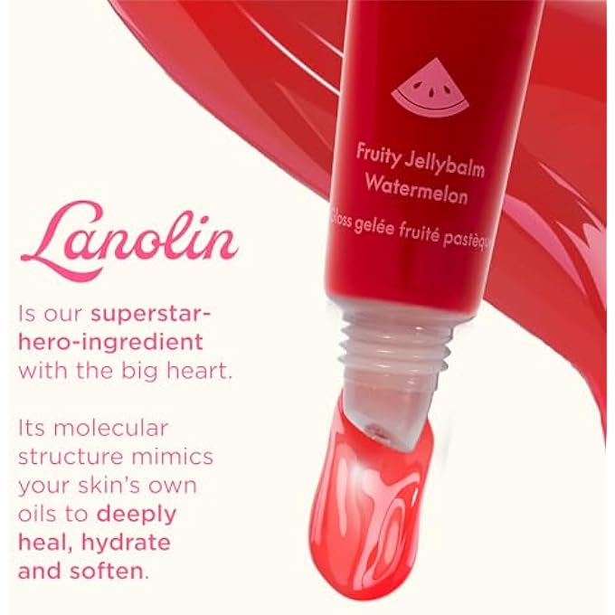 Lanolips FRUITY JELLYBALM - TINTED LIP BALM TO DEEPEN, BRIGHTEN & ENHANCE - MOISTURIZING LANOLIN LIP BALM & JELLY LIP GLOSS - EVERYDAY LIP MAKEUP - WATERMELON (10G / 0.35OZ) - Image 4